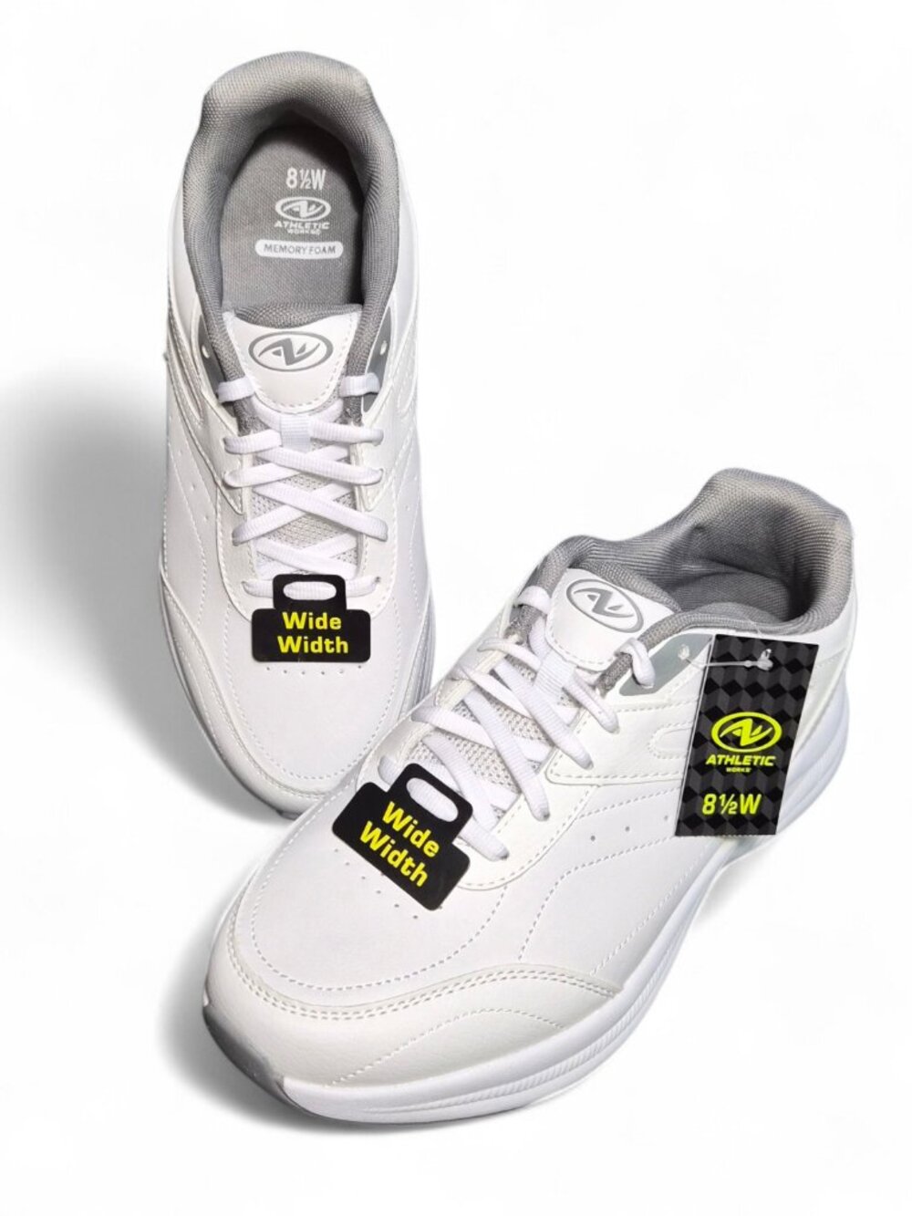Athletic Works Walking Shoes Sneakers Men's 8.5W Wide Width Memory Foam White